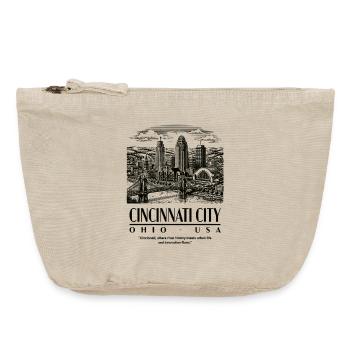 Cincinnati Skyline Silhouette Druck - Vintage Reißverschluss-Täschchen (18 x 21 cm) - Vintage Sand  - Vorne