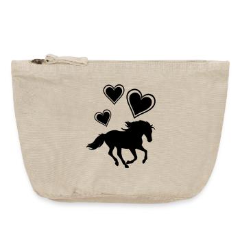 Horses, horse, riding, pony, cowboy, trot, Gallop - Vintage Zip Pouch 18 x 21 cm - vintage sand  - Front