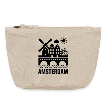 Amsterdam Windmühle Fahrrad Kanal - Vintage Reißverschluss-Täschchen (18 x 21 cm) - Vintage Sand  - Vorne