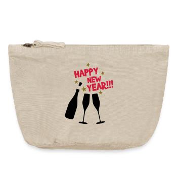 Happy new year - Bonne année - Pochette zippée vintage 18 x 21 cm - sable vintage  - Devant