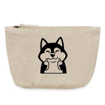 Naughty Husky montre un doigt d’honneur - Bande dessinée drôle - Pochette zippée vintage 18 x 21 cm - sable vintage  - Devant