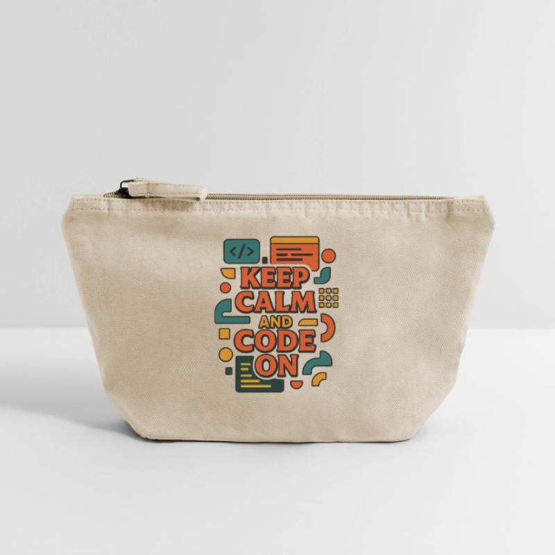 Keep Calm and Code On – Funny Coder Shirt Vintage Zip Pouch 18 x 21 cm