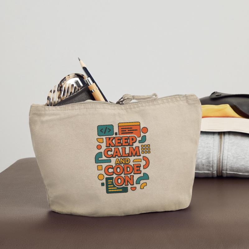 Keep Calm and Code On – Lustiges Coder Shirt Vintage Reißverschluss-Täschchen (18 x 21 cm)