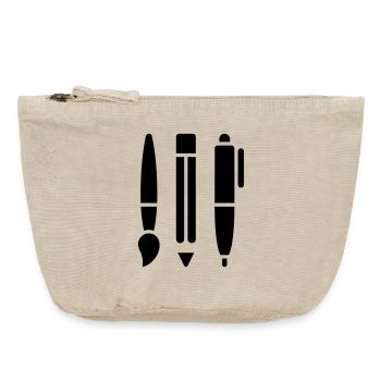 Pinsel, Bleistift und Stift - Kunst Symbol - Vintage Reißverschluss-Täschchen (18 x 21 cm) - Vintage Sand  - Vorne
