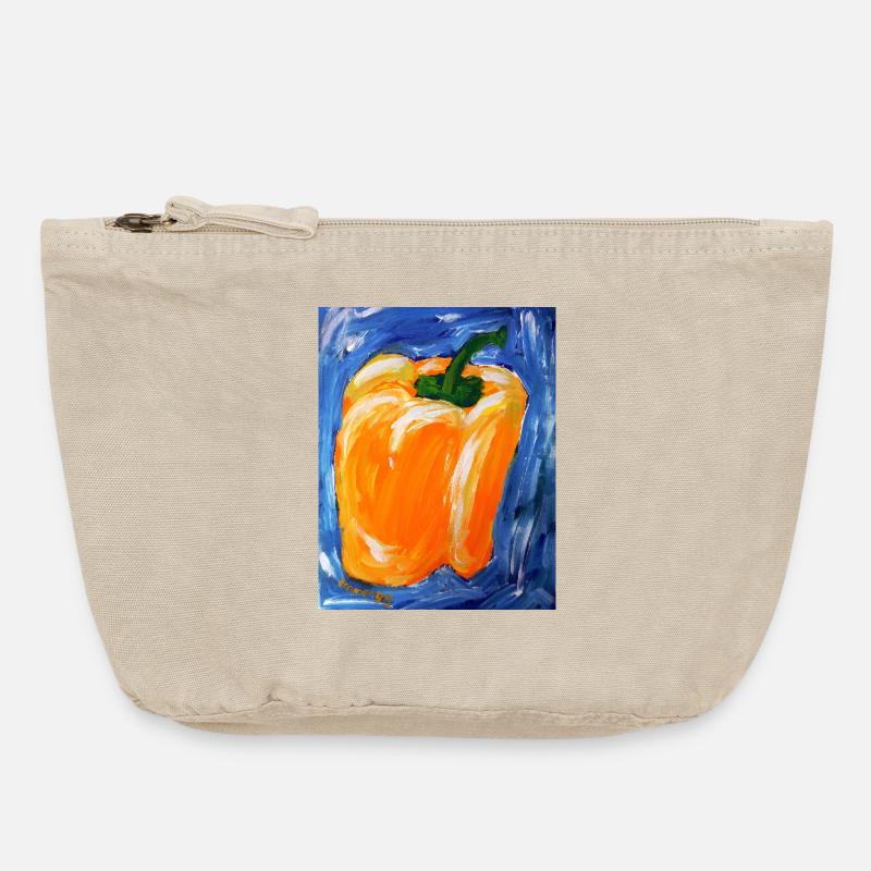 Orange pepper in expressionism - Vintage Zip Pouch 18 x 21 cm - vintage sand