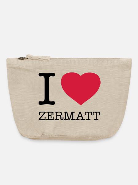 I LOVE ZERMATT - Vintage Reißverschluss-Täschchen (18 x 21 cm) - Vintage Sand