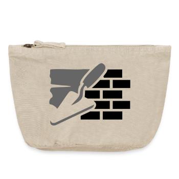 Logo Maurer Hausbau - Truelle, plâtre et briques - Pochette zippée vintage 18 x 21 cm - sable vintage  - Devant