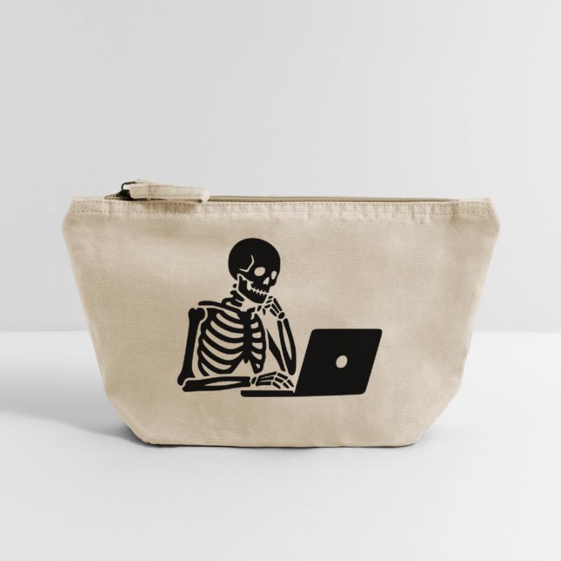 Skeleton on laptop computer Vintage Zip Pouch 18 x 21 cm
