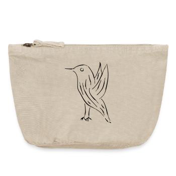 Vogel im japanischen Kalligraphie-Stil - Vintage Reißverschluss-Täschchen (18 x 21 cm) - Vintage Sand  - Vorne