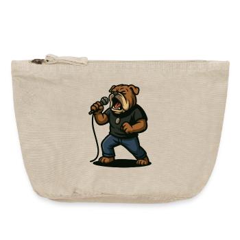 Rock Singer Bulldog with Microphone Art - Vintage Zip Pouch 18 x 21 cm - vintage sand  - Front