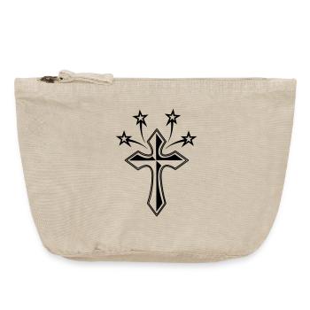 Cross with four stars - Vintage Zip Pouch 18 x 21 cm - vintage sand  - Front