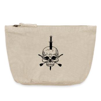 Schädel durchbohrt mit Schwert und zwei Pfeilen - Vintage Reißverschluss-Täschchen (18 x 21 cm) - Vintage Sand  - Vorne