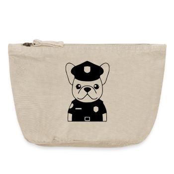 Frenchie Polizist Hund Schwarz - Vintage Reißverschluss-Täschchen (18 x 21 cm) - Vintage Sand  - Vorne
