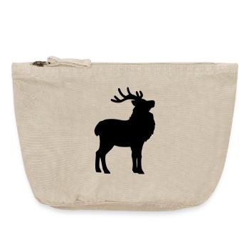 Deer Silhouette – Winter & Christmas Motif - Vintage Zip Pouch 18 x 21 cm - vintage sand  - Front