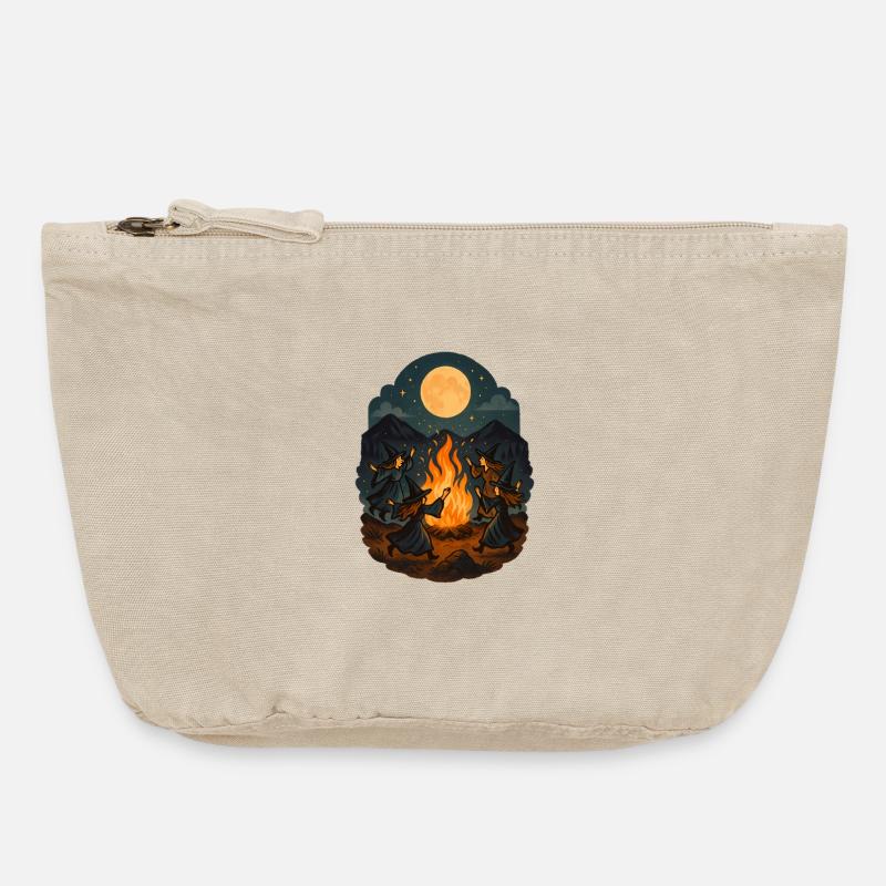 Witch Dance at Full Moon – Magic Fire Ritual - Vintage Zip Pouch 18 x 21 cm - vintage sand 