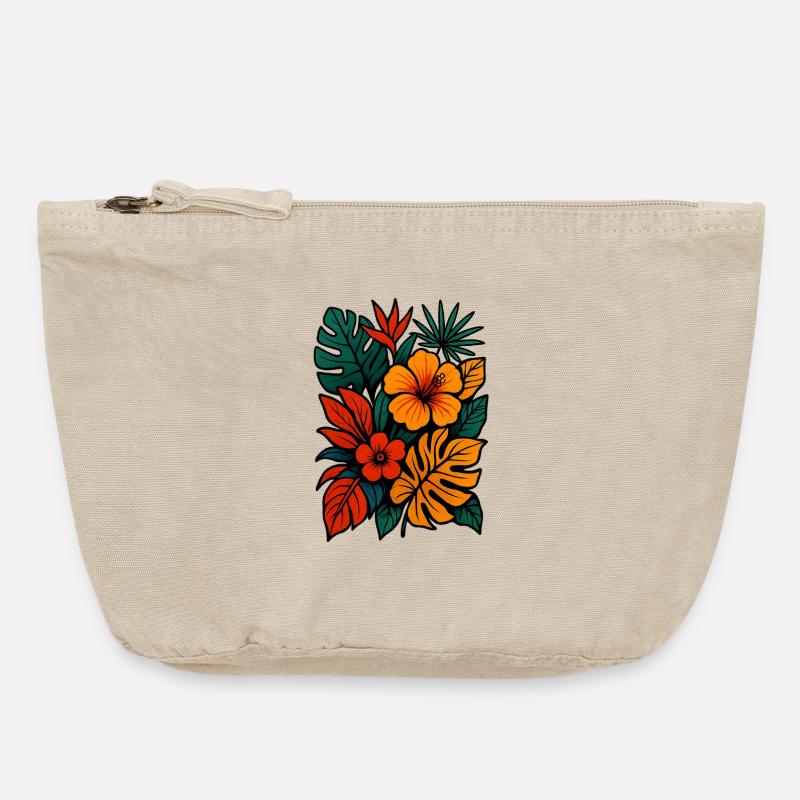 Tropical Bloom Rush - Vintage Zip Pouch 18 x 21 cm - vintage sand 