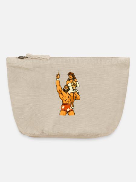 Feierliches Wrestling-Duo-Design - Vintage Reißverschluss-Täschchen (18 x 21 cm) - Vintage Sand
