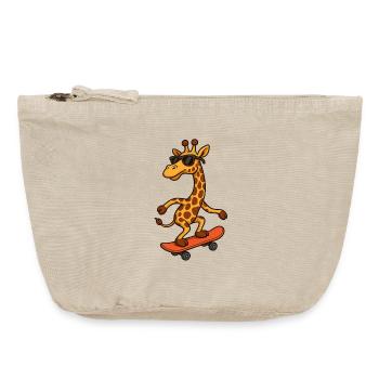 Girafe de skateboard élégante avec des lunettes de soleil - Pochette zippée vintage 18 x 21 cm - sable vintage  - Devant