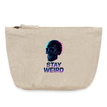 Stay Weird Neon Schädel - Vintage Reißverschluss-Täschchen (18 x 21 cm) - Vintage Sand  - Vorne