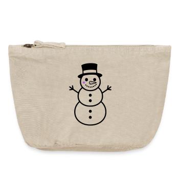 Naughty Snowman with Top Hat | Winter - Vintage Zip Pouch 18 x 21 cm - vintage sand  - Front
