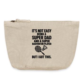 Badminton – Super Papa Badmintonspieler - Vintage Reißverschluss-Täschchen (18 x 21 cm) - Vintage Sand  - Vorne