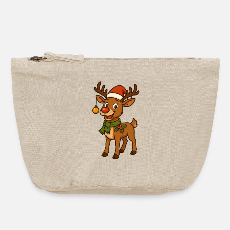 Comic Christmas deer with decoration - Vintage Zip Pouch 18 x 21 cm - vintage sand 