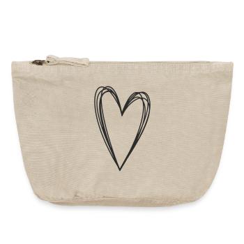 Hand Drawn Heart - Vintage Zip Pouch 18 x 21 cm - vintage sand  - Front
