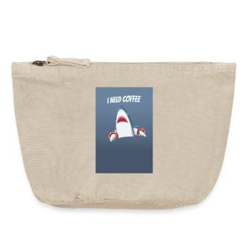I Need Coffee Funny Shark Design - Vintage Zip Pouch 18 x 21 cm - vintage sand  - Front