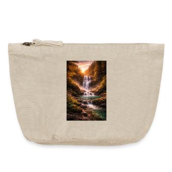 Cascade sous le soleil du soir - Pochette zippée vintage 18 x 21 cm - sable vintage  - Devant