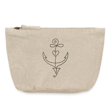 Anker Minimalistisch Single Line Tattoo - Vintage Reißverschluss-Täschchen (18 x 21 cm) - Vintage Sand  - Vorne