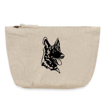 Tête de Malinois - Pochette zippée vintage 18 x 21 cm - sable vintage  - Devant