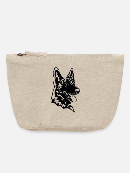 Tête de Malinois - Pochette zippée vintage 18 x 21 cm - sable vintage