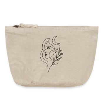 Minimalist Celestial Woman with Botanical Elements - Vintage Zip Pouch 18 x 21 cm - vintage sand  - Front