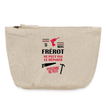 Frère Frangin Frere Naissance Bébé Frérot - Pochette zippée vintage 18 x 21 cm - sable vintage  - Devant