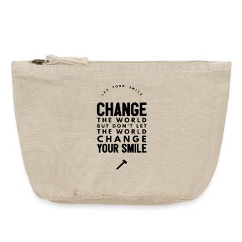 Citation « Sourire Change The World » - Pochette zippée vintage 18 x 21 cm - sable vintage  - Devant