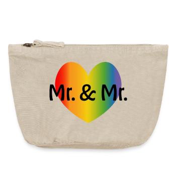 Rainbow Mr and Mr 2 rainbow heart - Vintage Zip Pouch 18 x 21 cm - vintage sand  - Front