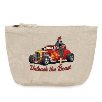 Rusty Hot Rod with Female Accompaniment - Vintage Zip Pouch 18 x 21 cm - vintage sand  - Front