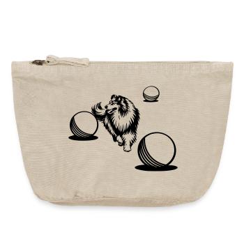 Long-haired Collie Treibball Sport 2 (dyeable) - Vintage Zip Pouch 18 x 21 cm - vintage sand  - Front