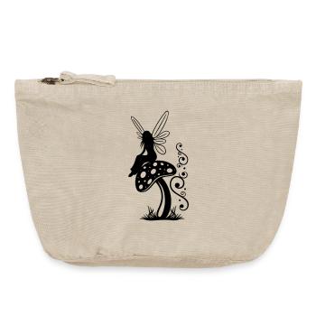 Fairy Mushroom Elven Motif Fantasy - Vintage Zip Pouch 18 x 21 cm - vintage sand  - Front