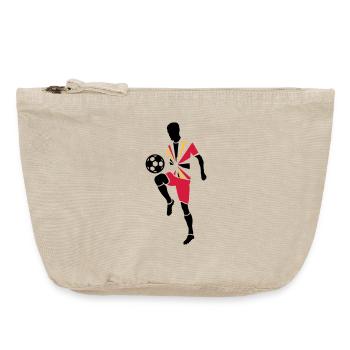 Joueur de foot avec ballon de foot - Pochette zippée vintage 18 x 21 cm - sable vintage  - Devant