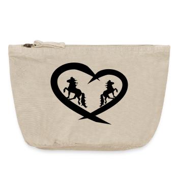 Cœur de cheval islandais, amour du cheval islandais - Pochette zippée vintage 18 x 21 cm - sable vintage  - Devant