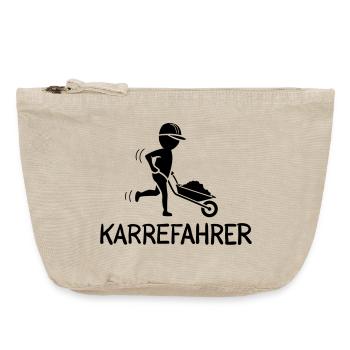 Bauarbeiter mit Schubkarre – KARREFAHRER - Vintage Reißverschluss-Täschchen (18 x 21 cm) - Vintage Sand  - Vorne