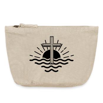 Sonnenuntergang Meer und Großes Kreuz - Vintage Reißverschluss-Täschchen (18 x 21 cm) - Vintage Sand  - Vorne