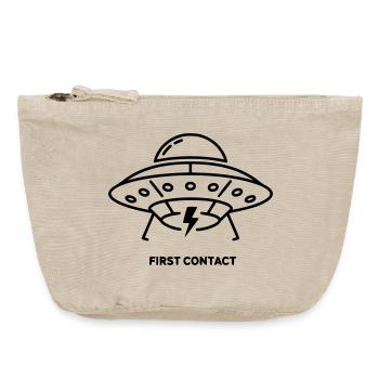 UFO First Contact Alien Lightning Vector - Vintage Zip Pouch 18 x 21 cm - vintage sand  - Front