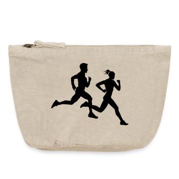 Duo de course – Équipe marathon - Pochette zippée vintage 18 x 21 cm - sable vintage  - Devant