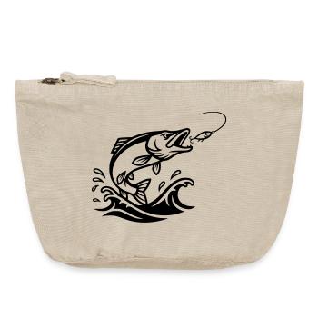 Pike Predator Black Outline - Vintage Zip Pouch 18 x 21 cm - vintage sand  - Front