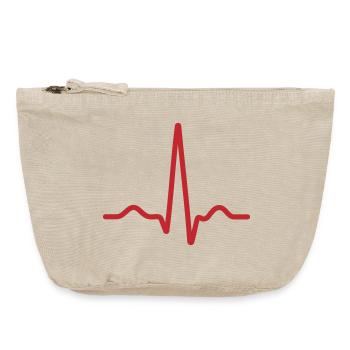 Ligne pulsante ECG rouge en gras - Pochette zippée vintage 18 x 21 cm - sable vintage  - Devant