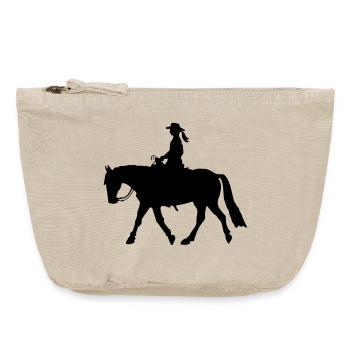 Westernreiterin, Westernpferd Pleasure Reiten - Vintage Reißverschluss-Täschchen (18 x 21 cm) - Vintage Sand  - Vorne