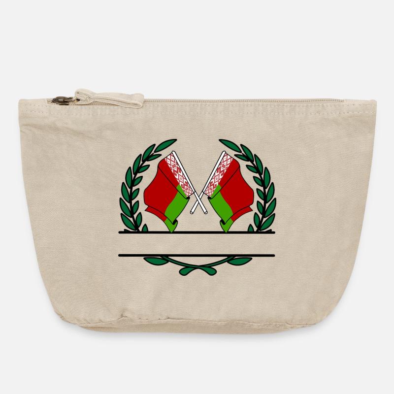 Drapeaux Biélorussie couronne de laurier bannière - Pochette zippée vintage 18 x 21 cm - sable vintage 
