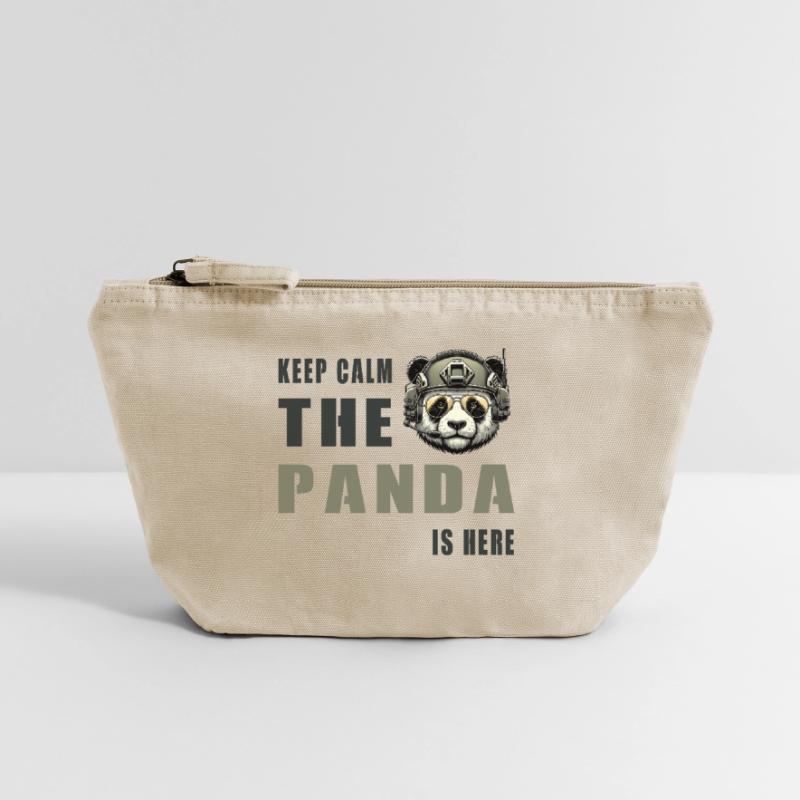 Panda tactique – Restez calme Pochette zippée vintage 18 x 21 cm